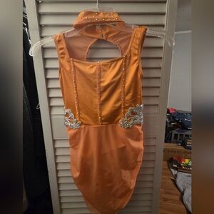 Orange Sleeveless Dance Leotard with Rhinestones Weissman MC